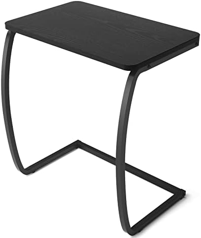 SRIWATANA Black C Shaped Side Table, Vintage End Table for Sofa Couch Bed by SRIWATANA