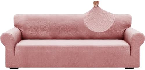 ZNSAYOTX 1 Piece Jacquard Couch Covers for 3 Cushion Couch High Stretch Sofa Cover for Pets Dogs Anti Slip Extra Large Sofa Slipcovers Furniture Protector (X-Large,New Pattern Rose) by ZNSAYOTX