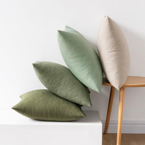 MIULEE Pack of 4 Decorative Outdoor Throw Pillow Covers Linen Waterproof Pillow Covers Summer Farmhouse Cushion Cases for Patio Garden Tent Balcony Couch Sofa 18x18 Inch Light Green - Image 6