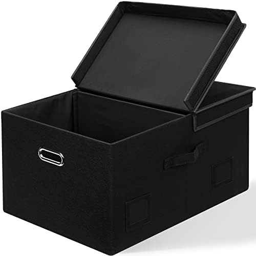 Graciadeco 75 Quarts Extra Large Decorative Storage Bins with Lids, 1 Pack Black Collapsible Storage Bins with Lids, Stackable Storage Bins Decorative Box Storage With Lid Extra Large by GraciadecoStorage