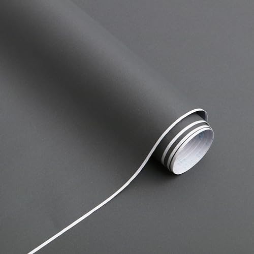 15.7"x118" Dark Grey Peel and Stick Wallpaper - Matte Grey Contact Paper for Bedroom, Wallcovering, Countertops by Micpolo