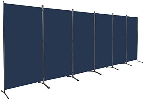 6 Panel Folding Room Divider,204" W x 71.3" H Portable Privacy Screen,Navy Blue by JVVMNJLK