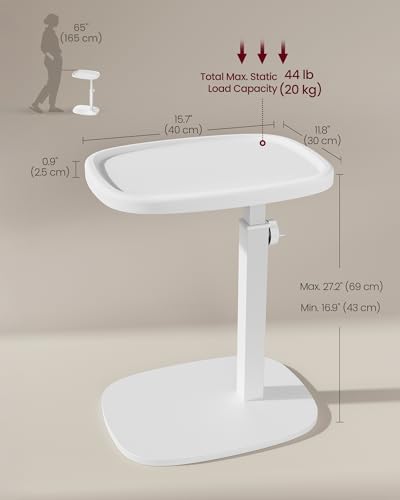 VASAGLE C Side Table Adjustable Height, Couch Sofa End Table, TV Tray - Image 2