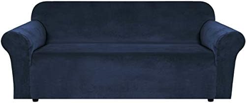H.VERSAILTEX Stretch Velvet Sofa Covers Large Couch Covers Sofa Slipcovers Furniture Protector Soft with Non Slip Elastic Bottom, Feature Thick Comfy Rich Velour (Extra Wide Sofa 98"-105", Navy) by HVERSAILTEX
