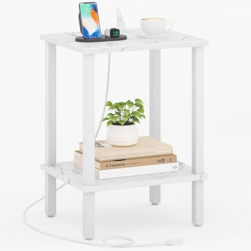 TUTOTAK End Table with Charging Station, Side Table, Nightstand by ChoosetutotakFurnitureBuildYourCozyHome