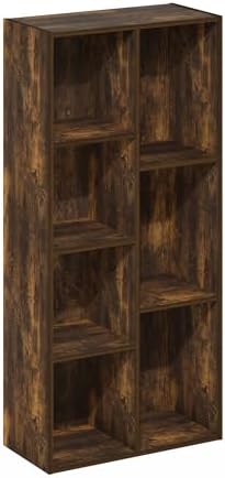 Furinno LUDER Book Shelf, 7-Cube Bookshelf, Bookcase with Open Shelves, 9.4 x 19.5 x 41.7, Easy Assembly, for Living Room, Bedroom, Home Office, Amber Pine - Image 6