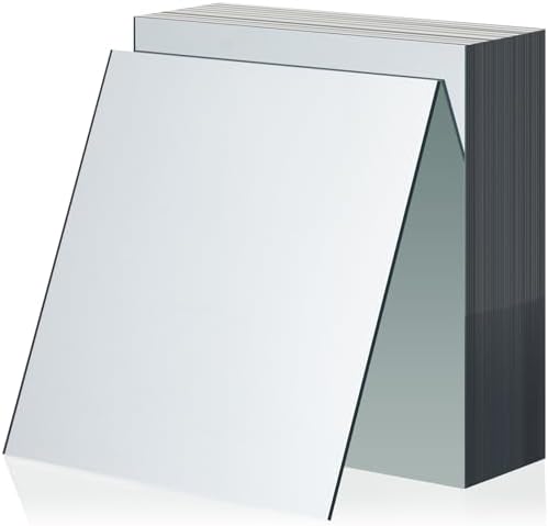 Soaoo 50 Pcs Square Glass Mirror Tiles 6 Inch Square Mirror Mosaic Panels Glass Tile Craft for DIY Crafts Projects Supplies Decoration Centerpieces Home Wall Table Ceiling Decor by Soaoo