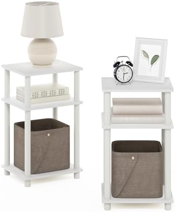 Furinno JUST Set of 2 Toolless 3-Tier Night Stand, White - Image 6