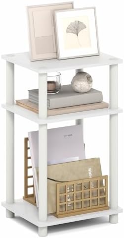Furinno Turn-N-Tube 3-Tier Toolless Side Table, Compact, White by Furinno-FitsYourSpaceFitsYourBudget