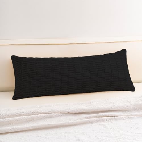 Aegero Corduroy Decorative Throw Pillow Covers 14x36 InchSoft Striped Pillow Covers Modern Farmhouse Home Decor for Sofa Living Room Couch Bed（Black） by Unknown