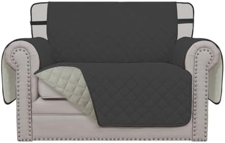 Easy-Going Reversible Couch Cover, Chair 30 in, Dark Gray/Beige by Easy-Going
