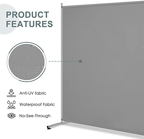 RANTILA Single Large Panel Room Divider, Privacy Screen for Office, Partition Separators, Freestanding Divider 71''W x 69.5''H, Grey - Image 3