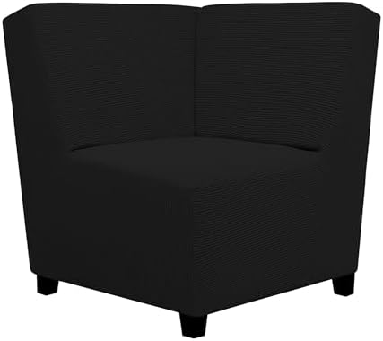Easy-Going Stretch Soft Sectional Corner Sofa Couch Slipcover Black by Easy-Going
