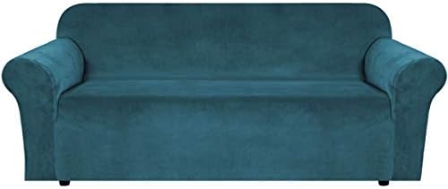 H.VERSAILTEX Stretch Velvet Sofa Covers for 3 Cushion Couch Covers Sofa Slipcovers Furniture Protector Soft with Non Slip Elastic Bottom, Crafted from Thick Comfy Rich Velour (Sofa 72'-90', Deep Teal) by HVERSAILTEX