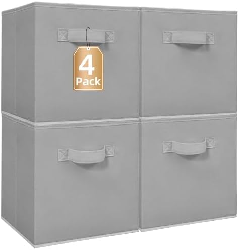 STORAGE MANIAC Storage Cubes, 11 Inch 4 Pack Collapsible Fabric Shelf Bins by STORAGEMANIAC