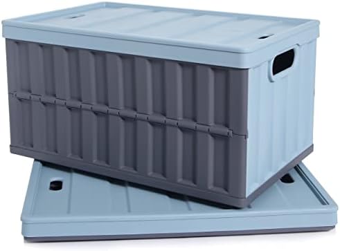 Citylife 64L Collapsible Storage Bins with Lids Plastic Storage Containers for Organizing Stackable Storage Box Large Heavy Duty Utility Crates, 2 Packs by CITYLIFEHomeOrganization
