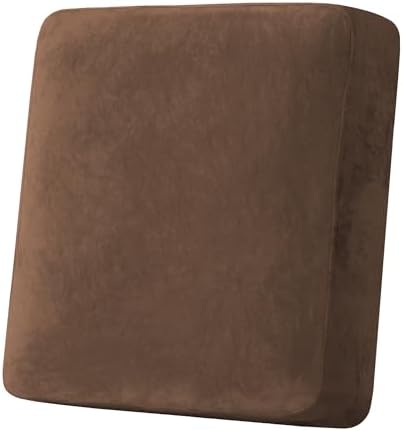 H.VERSAILTEX Velvet Stretch Couch Cushion Cover Plush Cushion Slipcover for Chair Cushion Furniture Protector Seat Cushion Sofa Cover (1 Piece Armchair Cushion Covers, Caramel Cafe) by HVERSAILTEX