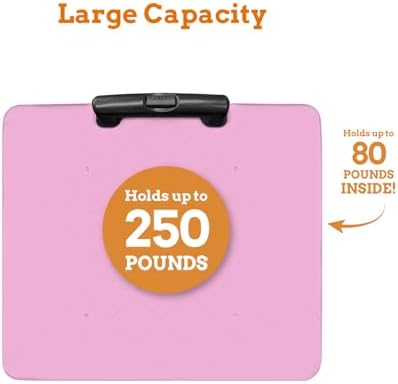 Inspired Living Collapsible Ultra-Slim Pack-N-Roll,2 Wheel Utility Cart w/Lid Used as Seat up to 250 Lbs, Telescopic Handle, Super Strong, for Home,Garden,Shopping,Office,School, Large, Pink & Black - Image 6