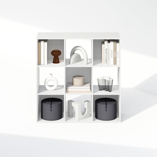 Furinno PELLI Book Shelf, 9-Cube Bookshelf, 3x3 Cube Storage Organizer Bookcase, 11.7 x 35.3 x 35.4, for Living Room, Bedroom, Home Office, White - Image 6