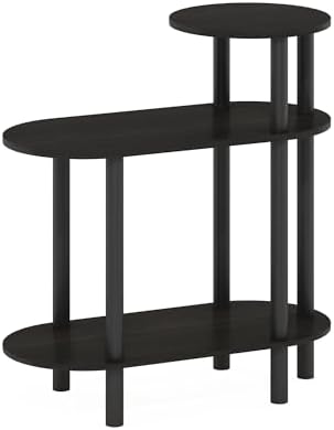 Furinno Turn-N-Tube Side Table, 3-Tier Oval Sofa End Table with Open Shelf, Toolless Assembly Night Stand, Bedside Table, for Living Room, Bedroom, Espresso - Image 5