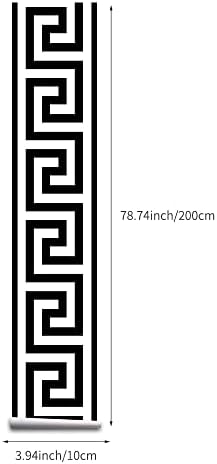 funlife Greece Pattern Peel and Stick Wall Border Stickers, Self Adhesive Skirting Wall Waist Line Decal for Bathroom Wall Vanity Mirror, 78.74"X3.93" PVC White Black 1 Roll - Image 6