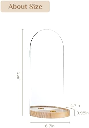 Arch Mirror Wall Candle Holder Set of 2 with Natural Wood Shelf - Image 2