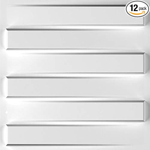 Art3d 19.7"x19.7" (Pack of 12) Wall Panel 3D Rectangle, White by Art3d