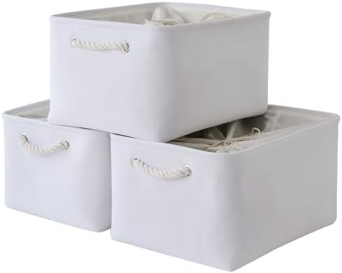 TheWarmHome Storage Basket for Gifts Empty - X Large - 3 Pack 17.7L×13.8W×9.8H in Collapsible Storage Bin for Shelves, Toy Box Storage for Gifts Book Laundry (White) by TheWarmHome