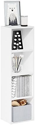 Furinno PASIR Book Shelf, 4-Tier Modern Bookshelf, Open Shelves Bookcase 9 x 12 x 42, Easy Assembly, for Living Room, Bedroom, Home Office, White by Furinno-FitsYourSpaceFitsYourBudget