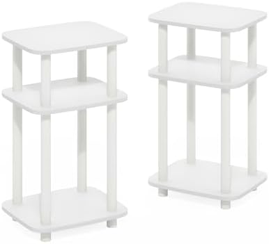 Furinno JUST 3-Tier Telephone Table Set of 2, Turn-N-Tube Toolless Side Table with Open Shelf, Round Curve Corner Night Stand, Bedside Table, for Living Room, Bedroom, White - Image 6