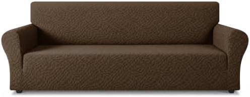 ZNSAYOTX 1 Piece Stretch Oversized Sofa Covers (91"-112"), New Plaid Couch Cover with Non-Slip Buckle for Dog Pets, Ultimate Soft Cozy Washable X-Large Sofa Slipcover Form Fit Protector, Coffee by ZNSAYOTX