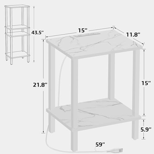 TUTOTAK End Table with Charging Station, Side Table Set of 2, Nightstand - Image 3
