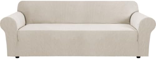 H.VERSAILTEX Stretch Couch Covers for Sofa 1 Piece Slipcovers for Couches 3 Seater Couch Cover Feature Thick Checked Jacquard Fabric with Elastic Bottom(Large Sofa 90"-100" Wide, Island Fossi) by HVERSAILTEX