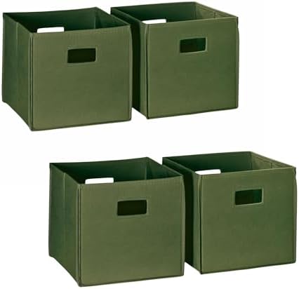 RiverRidge Folding Storage Bins - 4-pack of 10in Tall Olive Cubes by RiverRidgeHome