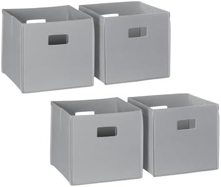 RiverRidge Folding Storage Bins - 4-pack of 10in Tall Gray Cubes by RiverRidgeHome