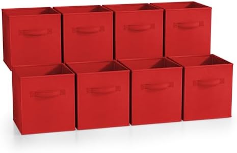 Sorbus Fabric Storage Cubes, 8 Pack, with Handles (11 Inch, Red) by Sorbus