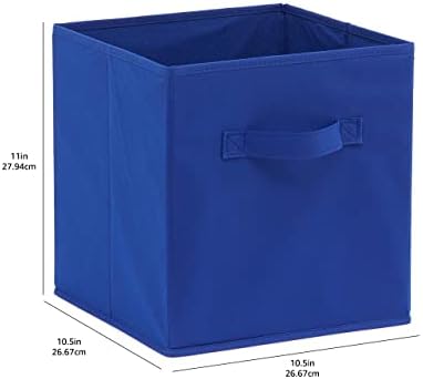 Amazon Basics Collapsible Fabric Storage Bins with Handles, Cube Organizer for Home Organization, 10.5"x10.5"x11", Navy, 6-Pack - Image 6