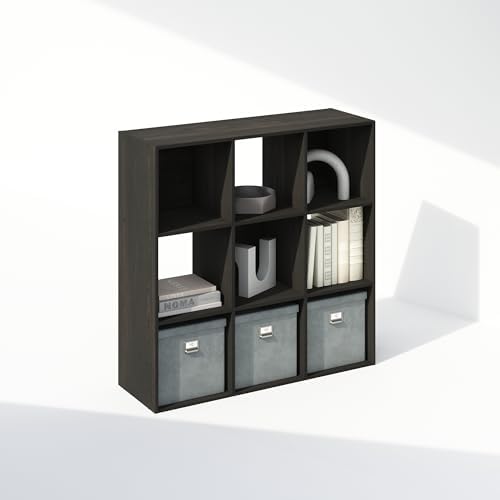 Furinno PELLI Book Shelf, 9-Cube Bookshelf, 3x3 Cube Storage Organizer Bookcase, 11.7 x 35.3 x 35.4, for Living Room, Bedroom, Home Office, Espresso - Image 5