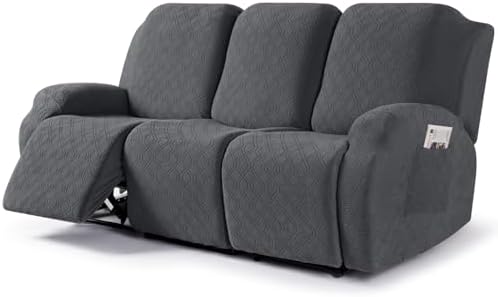 VANSOFY Stretch Recliner Couch Cover, Slipcover, Charcoal Gray, 3 Seater by VANSOFYFURNITURECOVERS