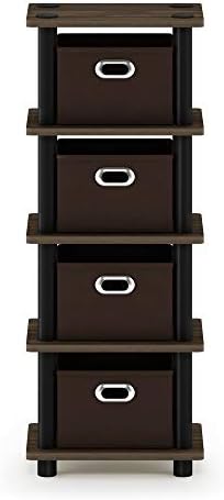 Furinno Turn-N-Tube Toolless 4-Tier Storage Shelves, Columbia Walnut - Image 4