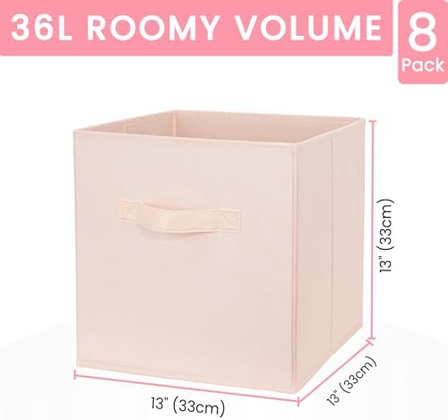 Criusia Storage Cubes - 13 Inch Heavy Duty Fabric Storage Bins for Shelves Closet Cube Organizer - 8 Pack Collapsible Cube Storage Bins Baskets for Clothes Blankets Toys - Nursery Organization - Image 2