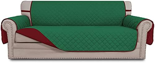 Easy-Going Reversible Couch Cover for 3 Cushion Couch Sofa Cover for Dogs Water Resistant Furniture Protector Cover with Foam Sticks Elastic Straps for Pet Cat (Sofa, Green/Christmas Red) by Easy-Going