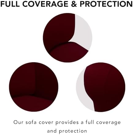PureFit Super Stretch Sofa Slipcover – Spandex Non Slip Soft Couch Sofa Cover, Washable Furniture Protector with Non Skid Foam and Elastic Bottom for Kids, Pets (Oversized, Wine) - Image 4