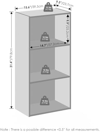 Furinno Reed Closet Organizers and Storage, 3-Tier Closet Organizer, Open Shelf Closet Storage, for Wardrobe, Bedroom, Living Room, White - Image 3