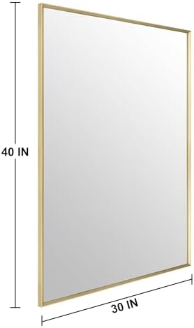 Bathroom Mirror for Wall, 40x30 Inch Framed Vanity Mirror Brushed Gold - Image 5