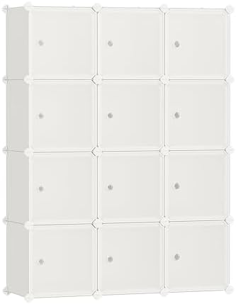 SONGMICS 12 Cube Storage Organizer with doors，Plastic stackable cube shelf by Unknown