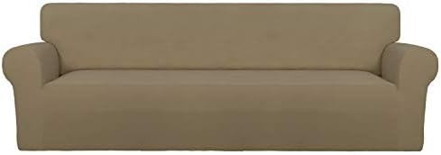 PureFit Stretch Couch Covers for Sofa 4 Seater Slipcovers Tan by PureFit