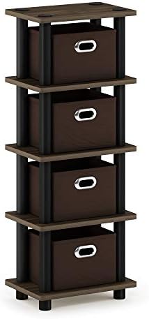 Furinno Turn-N-Tube Toolless 4-Tier Storage Shelves, Columbia Walnut by Furinno-FitsYourSpaceFitsYourBudget