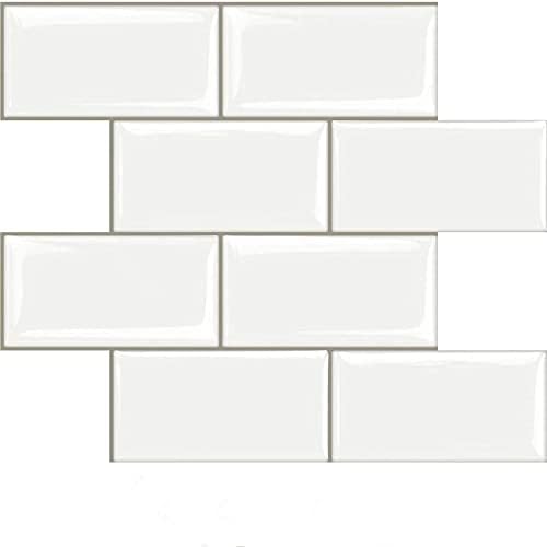 STICKGOO 10-Sheet Peel and Stick Subway Tile, Stick on Tiles Backsplash for Kitchen & Bathroom in White (Thicker Design) by STICKGOO
