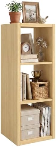 WannabeMyself【2026 Wooden Thick Frame】 3 Cube Storage Organizer with Anti-Tipping Kits, Reversible Open Back Book Shelf,Bookcase for Living Room,Bedroom,Entrance Hall,Office,11.6×36.3×13.1,Oak Color by WannabeMyself